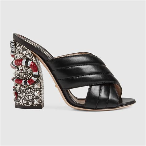 gucci crossover leather high mules|gucci high heel mules.